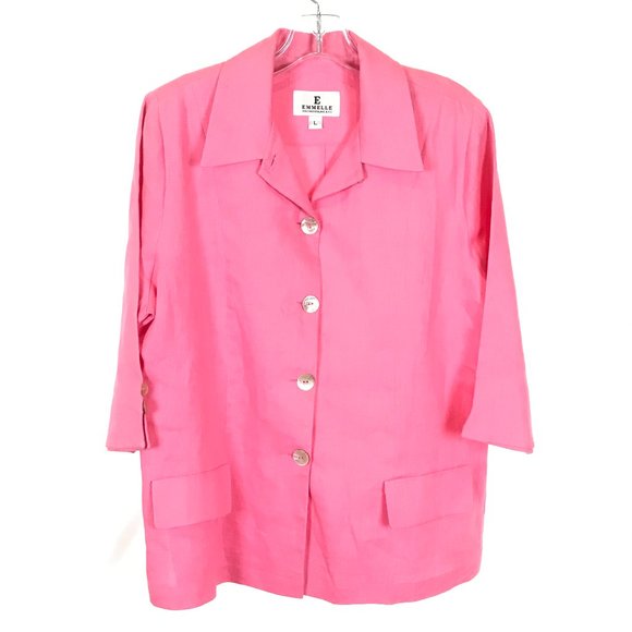 Womens Size Large Emmelle 1042 Madison Avenue NYC Pure Linen Button Front Jacket - Picture 1 of 3